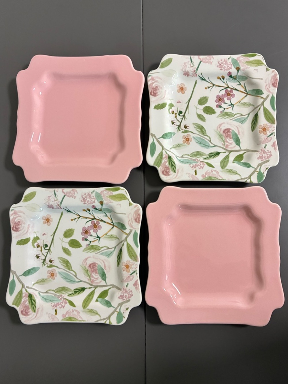 Sweet Laurel Pink & Floral Dessert Plates - Set of 4